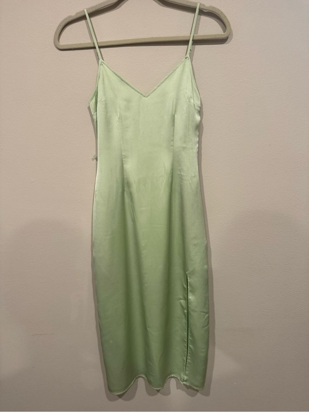 Abercrombie & Fitch XXS Mint Green Satin Slip Midi Dress Side Slit